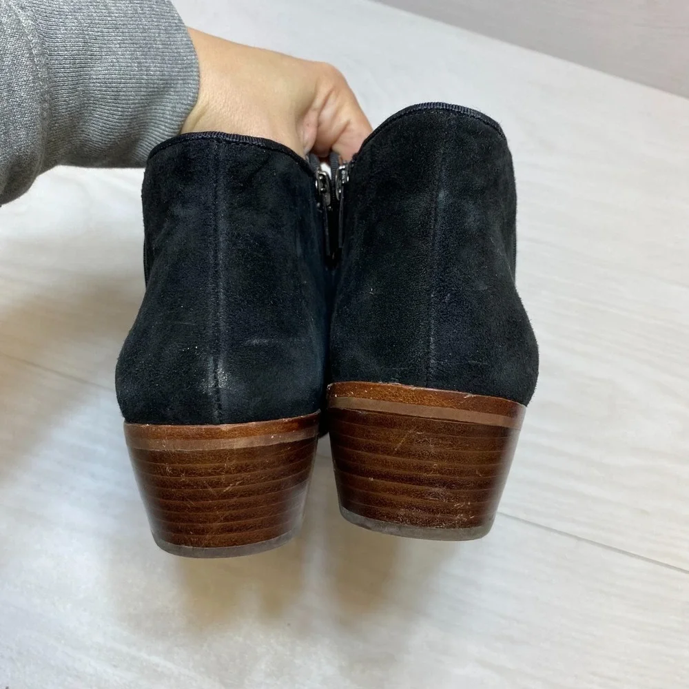 Sam Edelman Petty‎ Ankle Booties Womens Size 9M Black Suede Leather Side Zipper